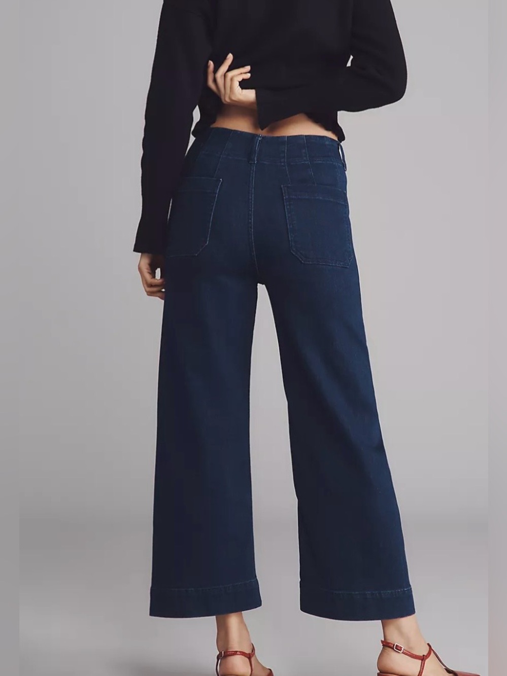 Anthropologie Maeve Colette Crop High-Rise Wide Leg Jeans, Dark Blue, Women’s 26 - Picture 15 of 16